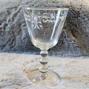 Vintage Etched Goblet With‎ Ball Stem